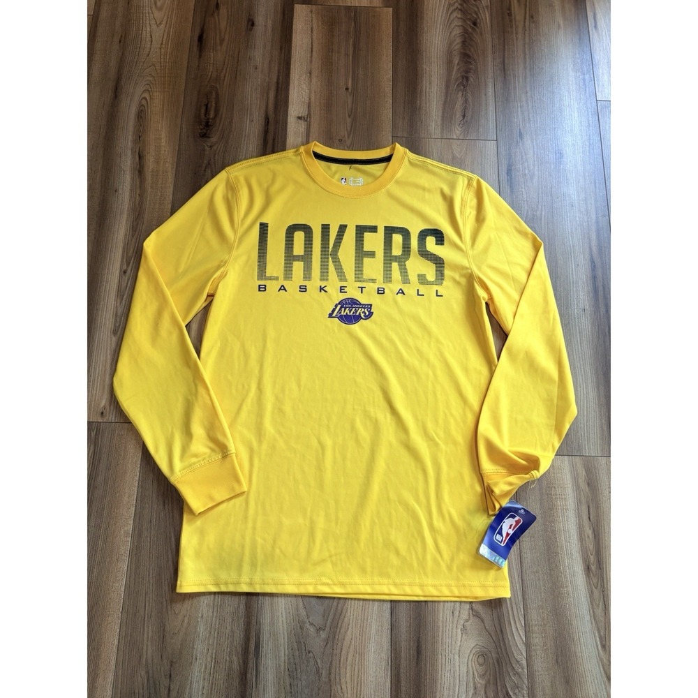 NBA Ultra Game LA Lakers T-shirt Men's Small Long Sleeve Yellow Purple NWT